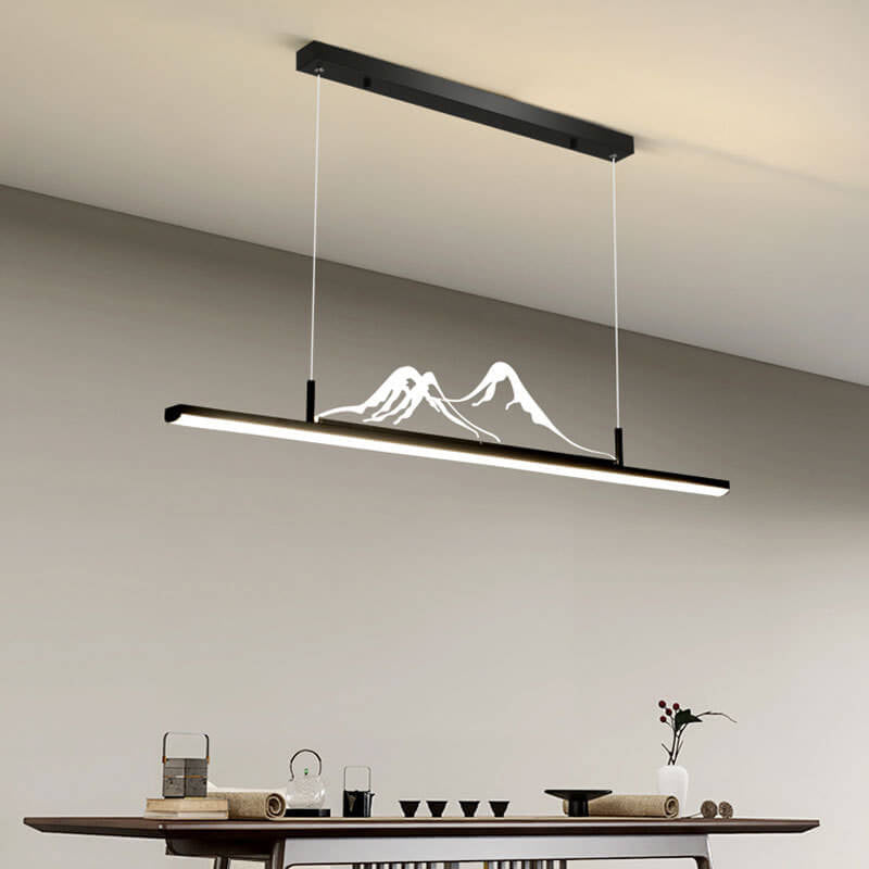 Chinese Retro Long Strip Mountain Peak LED Chandelier