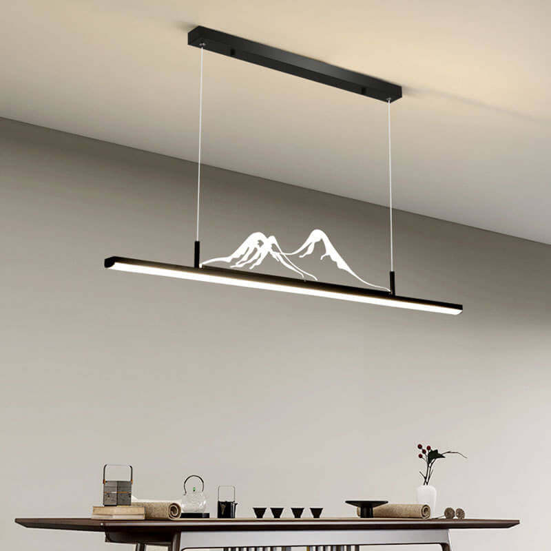 Chinese Retro Long Strip Mountain Peak LED Chandelier