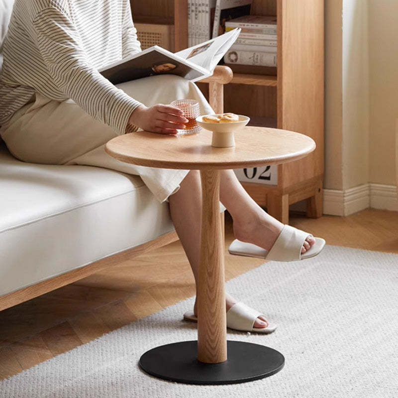 Traditional Rustic Oak Round Side Table
