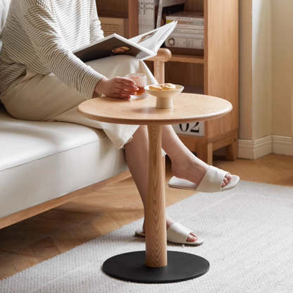 Traditional Rustic Oak Round Side Table