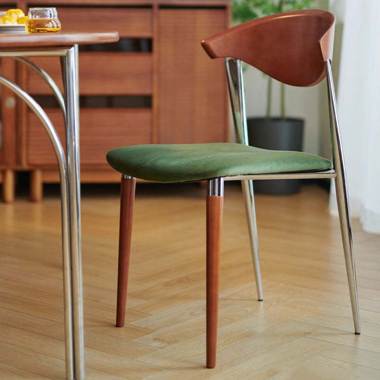 Vintage Velvet Iron Tapered-Leg Dining Chair