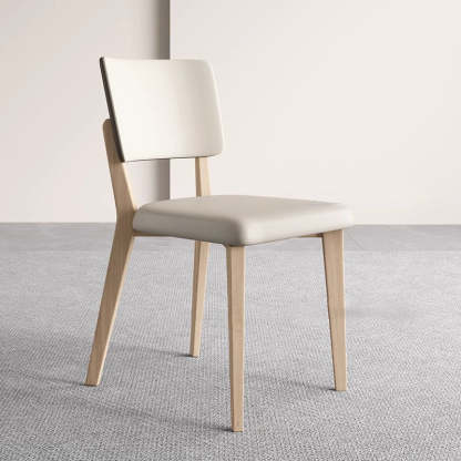 Nordic Leather Solid Wood Dining Chair — Walnut Color