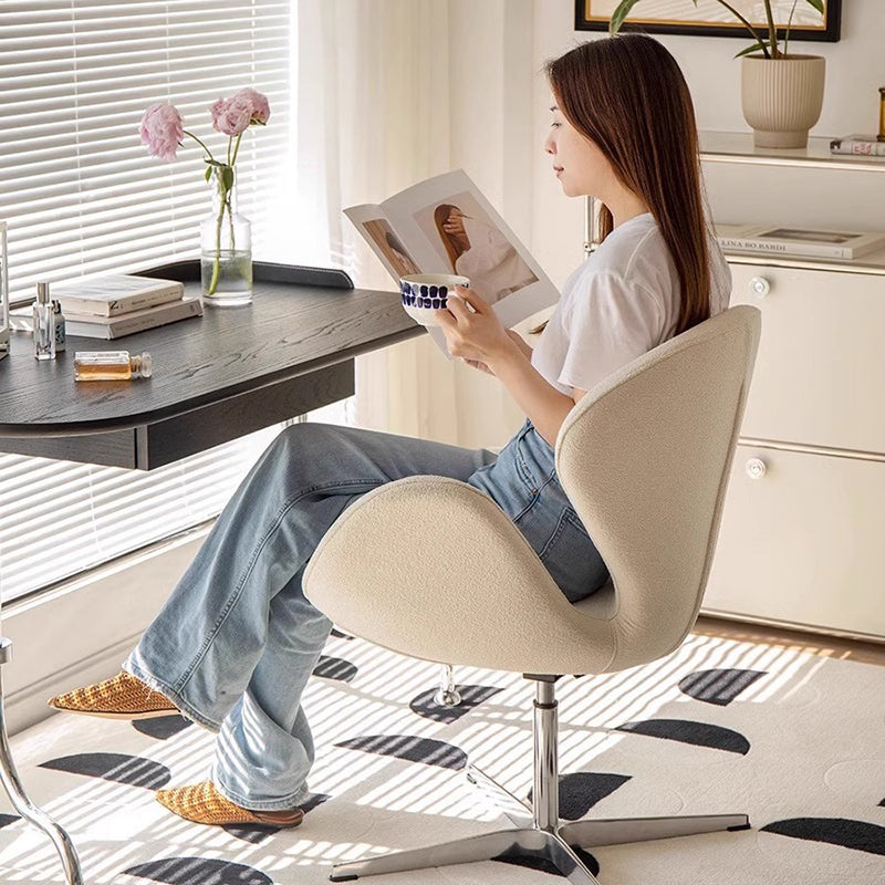 Minimalist Flannel Lambskin Movable Desk Chair