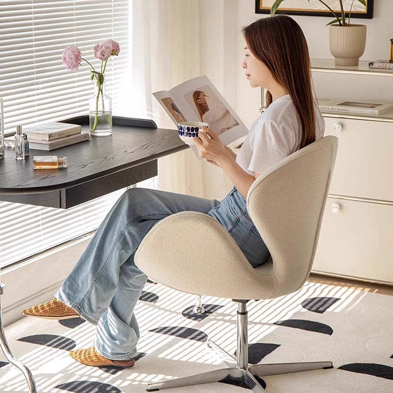 Minimalist Flannel Lambskin Movable Desk Chair