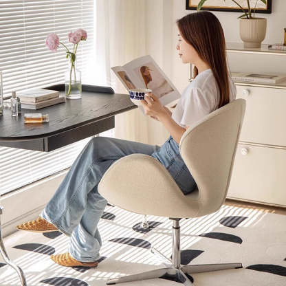 Minimalist Flannel Lambskin Movable Desk Chair