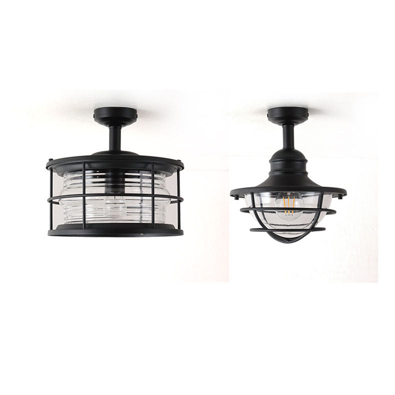 Industrial Vintage Drum Outdoor Ceiling Light