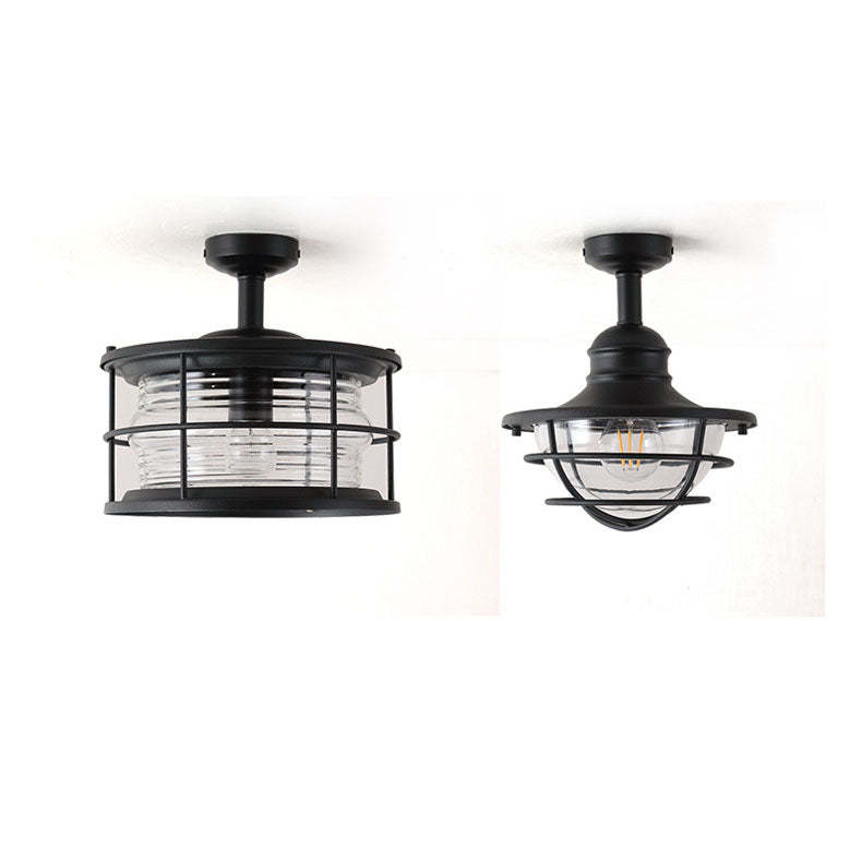Industrial Vintage Drum Outdoor Ceiling Light