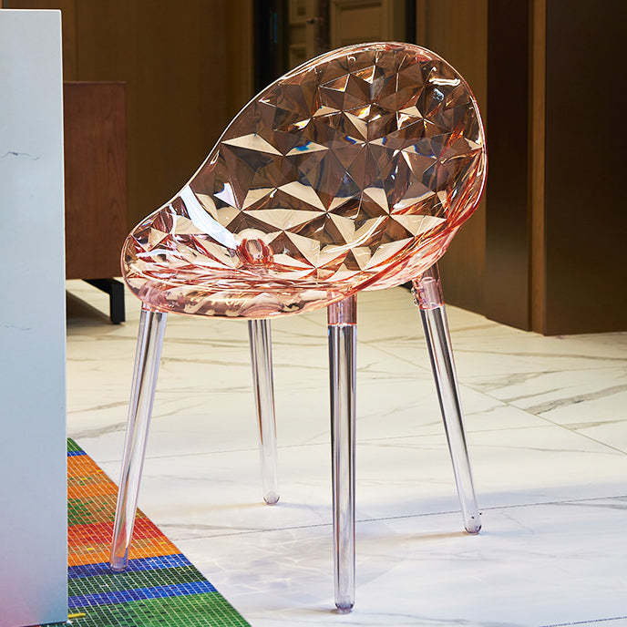 Minimalist Square Acrylic Four-Leg Chair — Gray