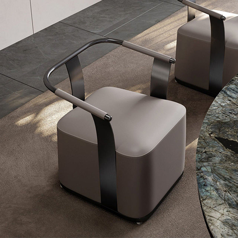 Minimalist Metal Leather Armchair