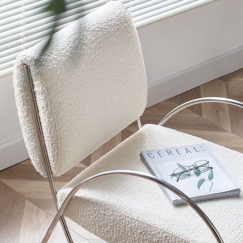 Modern Curved Lambswool Steel Recliner