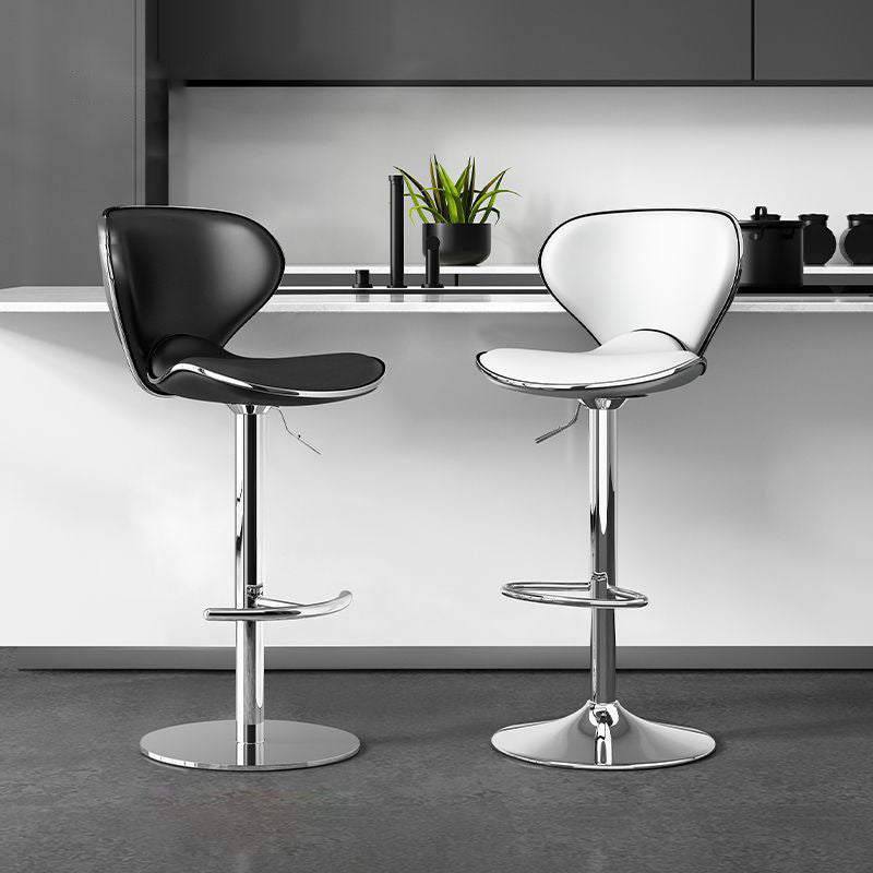 Minimalist Napa Leather Metal Bar Stool — White