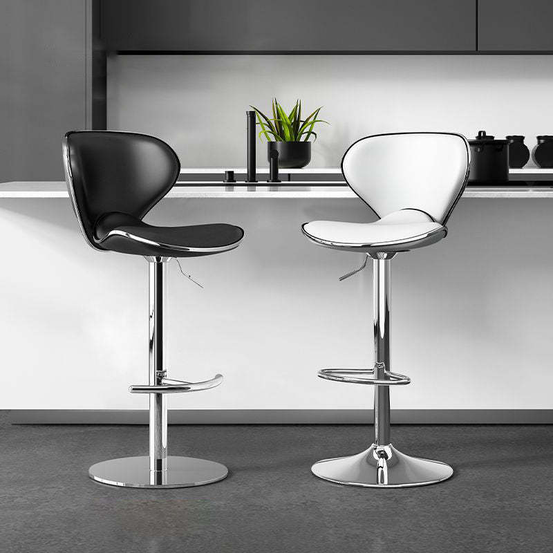 Minimalist Napa Leather Metal Bar Stool — White