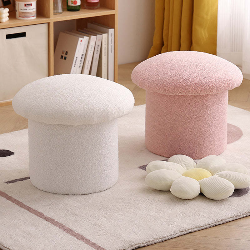 Mushroom Velvet Pouf Footstool — Pink