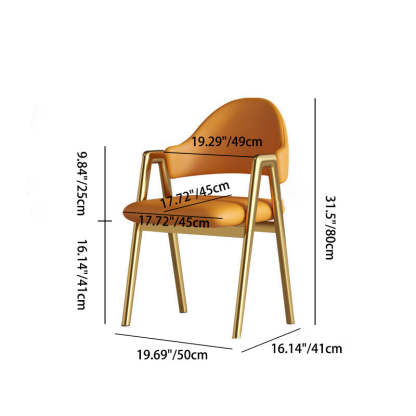 Contemporary Leather Upholstered Dining Chair — Yellow Fabric Seat + Wood Color Frame