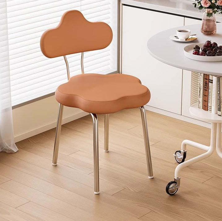 Nordic Flower Leather Swivel Dining Chair — Swivel / Orange