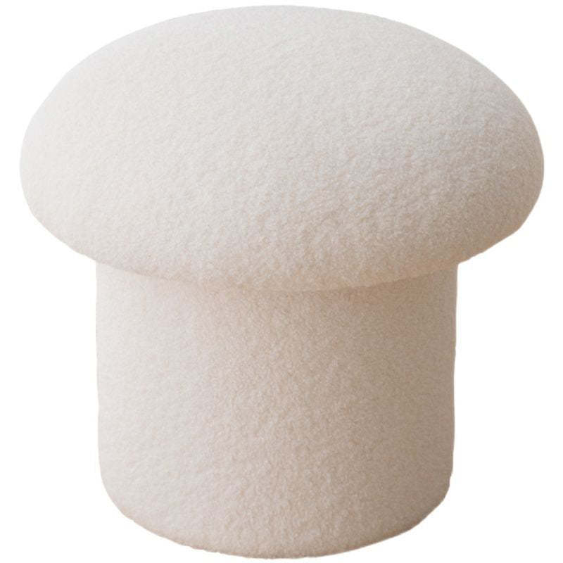 Scandinavian Lambswool Wood Round Mushroom Vanity Stool