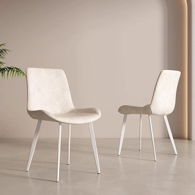 Scandinavian Leather Steel Curved Dining Chair - Gray