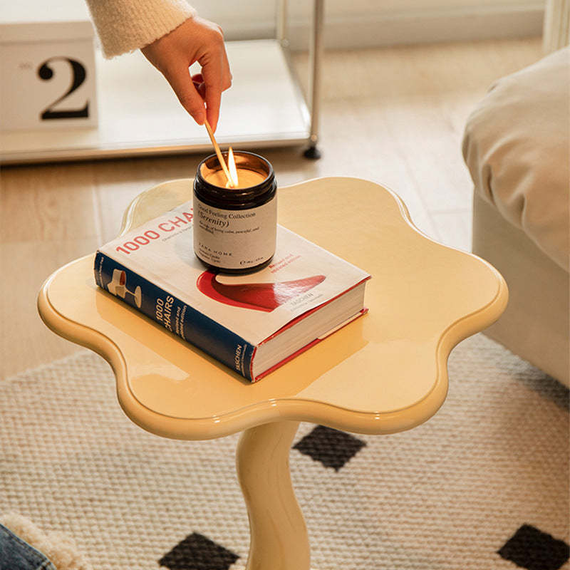 French Petal Wood Iron Side Table