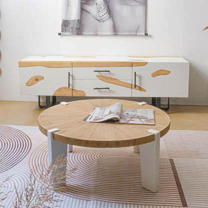 Scandinavian Round Solid Wood End Table