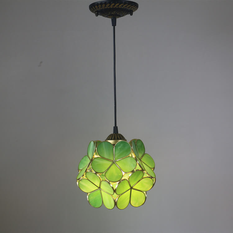 Vintage Stained Glass Petal Pendant Light