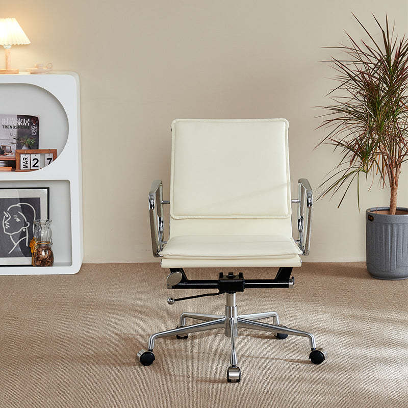 Retro Upholstered Leather Aluminum Desk Chair
