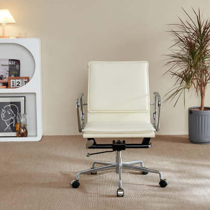Retro Upholstered Leather Aluminum Desk Chair
