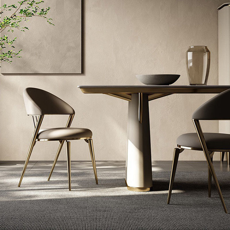 Modern Cushion Microfiber Leather Steel Dining Chair