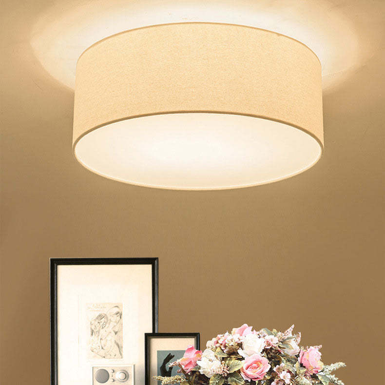 Nordic Round Drum Fabric Flush Ceiling Light