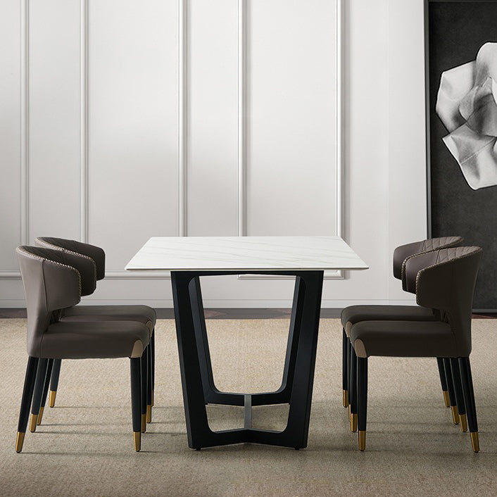 Minimalist Microfiber Wood Arc Dining Chair
