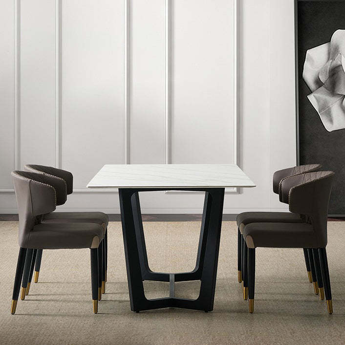 Minimalist Microfiber Wood Arc Dining Chair