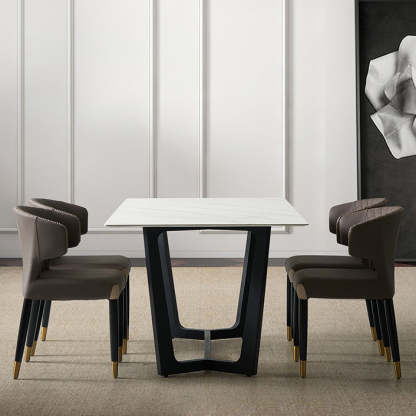 Minimalist Microfiber Wood Arc Dining Chair