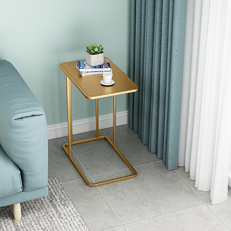 Contemporary Rectangle Marble Top End Table — Black Frame + White Marble Tabletop