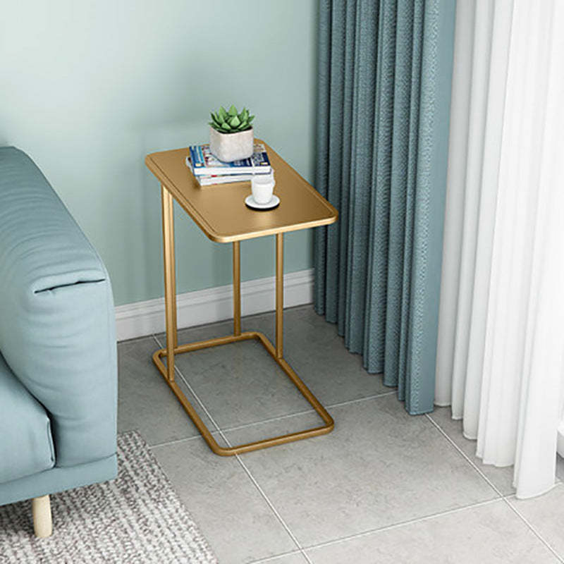 Contemporary Rectangle Marble Top End Table — Black Frame + White Marble Tabletop