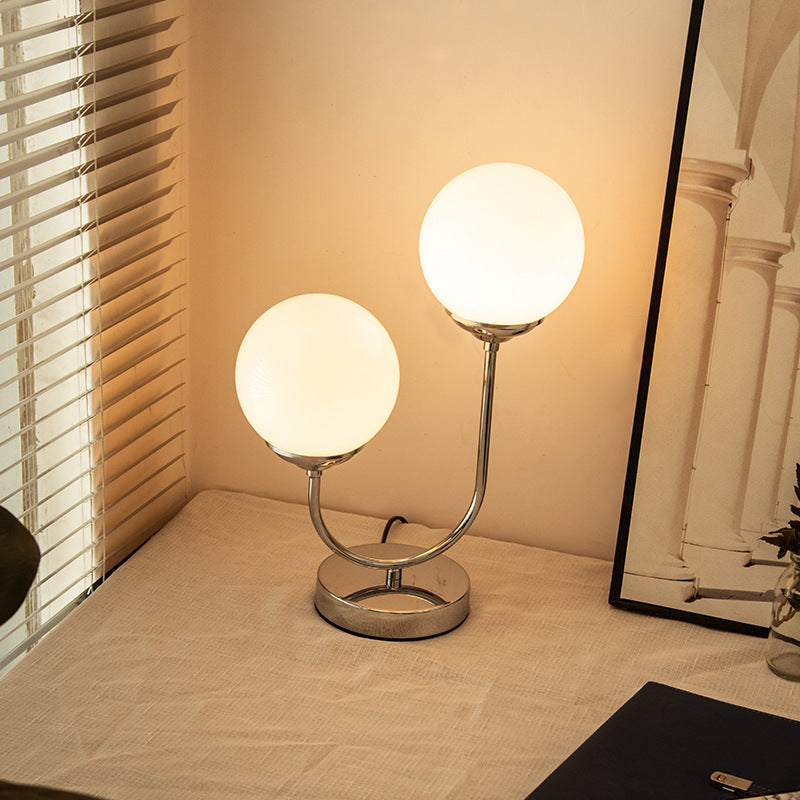 Modern 2-light ball chrome table lamps — 110V-120V (US/CA)