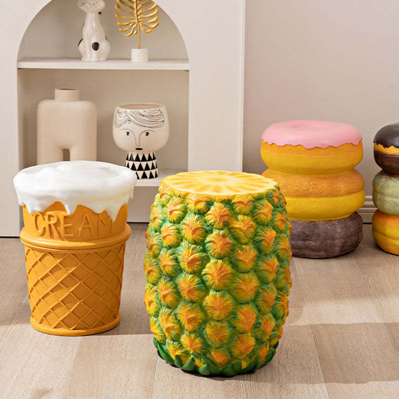 Contemporary Resin Donut Ice Cream Cylindrical Chair — Ice Cream