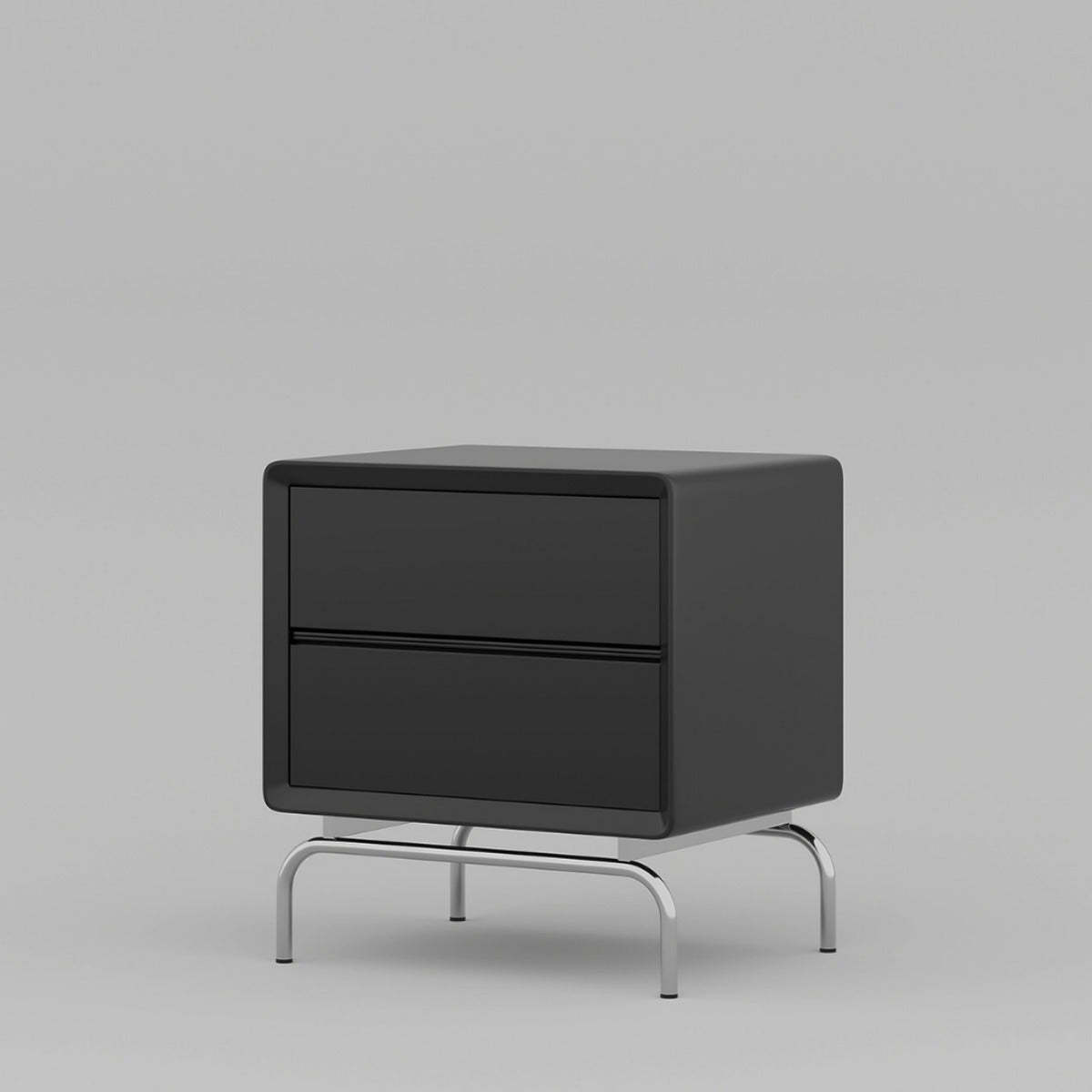 Minimalist Wood Steel 2-Drawer Nightstand