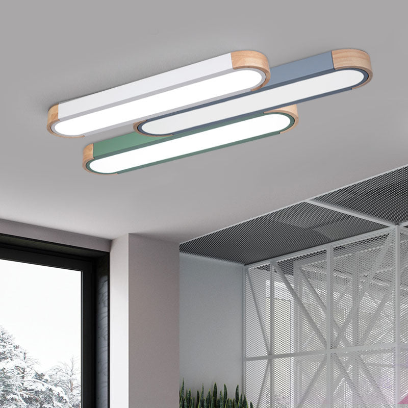 Scandinavian Long Oval Iron Flush Mount Light