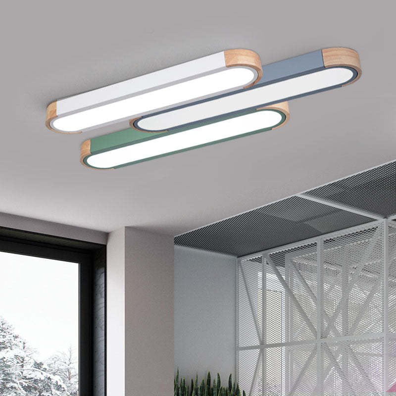 Scandinavian Long Oval Iron Flush Mount Light