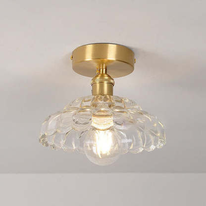 Vintage Brass Glass Dome Ceiling Light