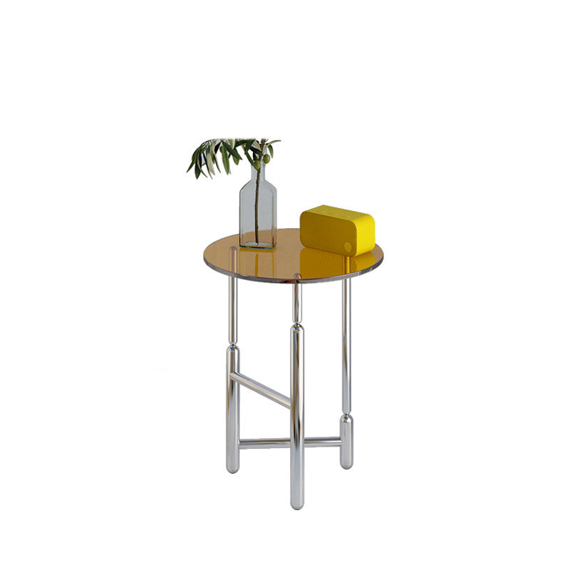 Minimalist Cylinder Glass Iron End Table