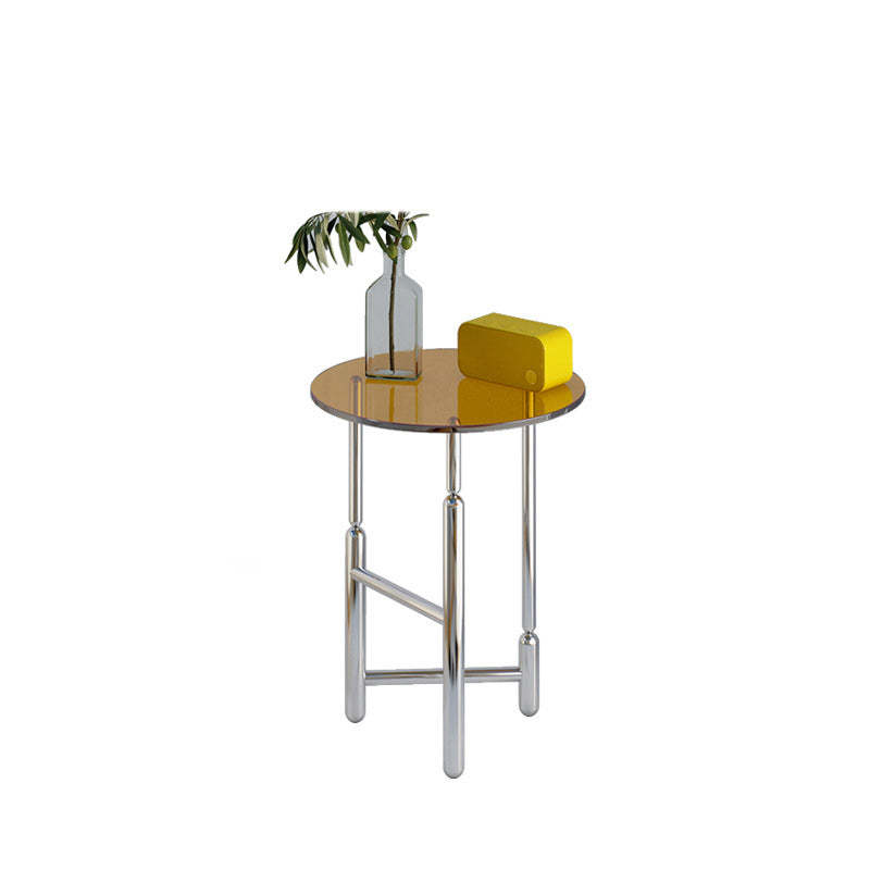 Minimalist Cylinder Glass Iron End Table