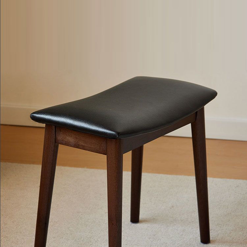 Minimalist Soft Leather Wood Vanity Stool