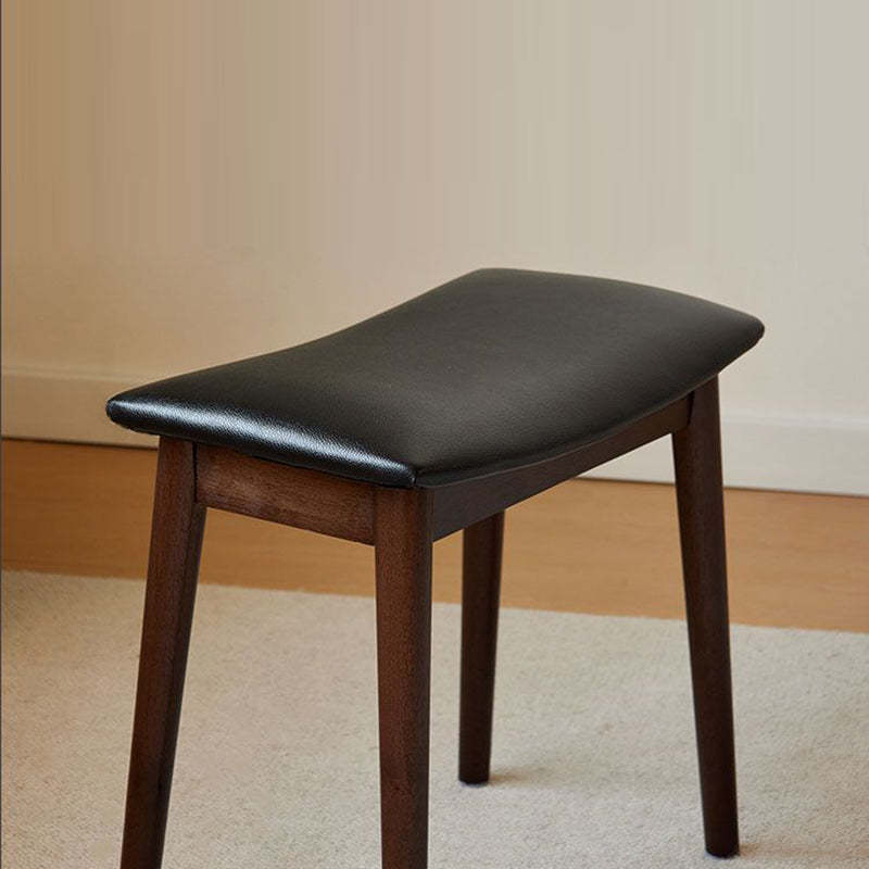 Minimalist Soft Leather Wood Vanity Stool