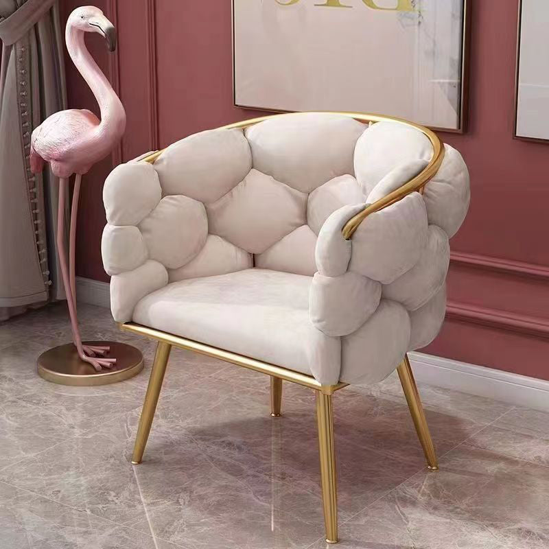 Half Round Bubble Fabric Metal Vanity Stool