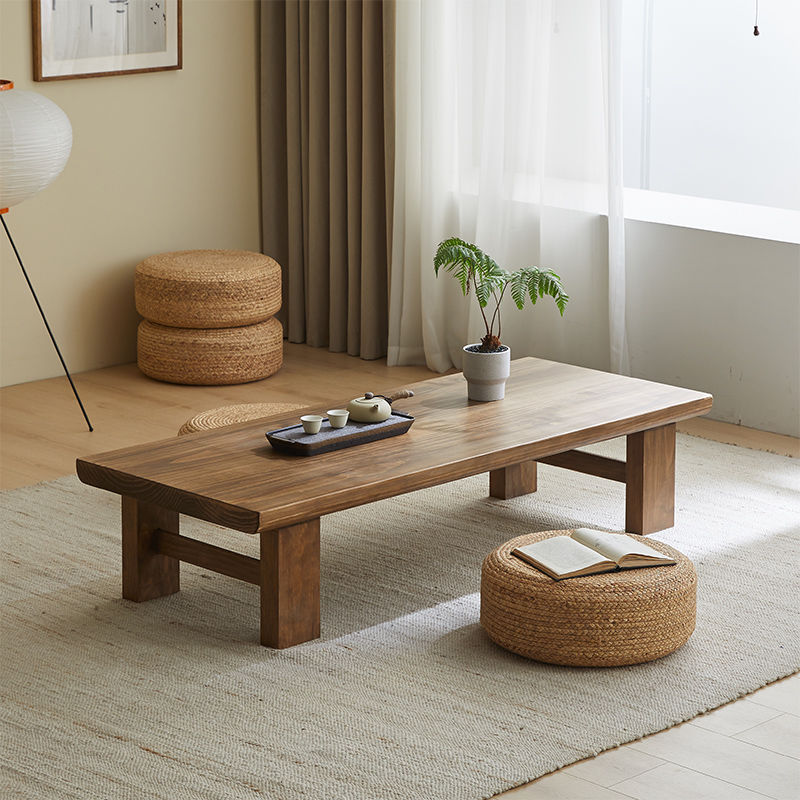 Japanese Wood 4-Leg Rectangular Coffee Table