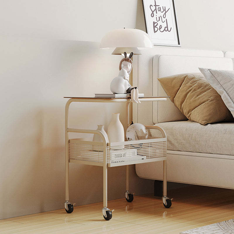 Scandinavian Iron Tempered Glass End Table — Green