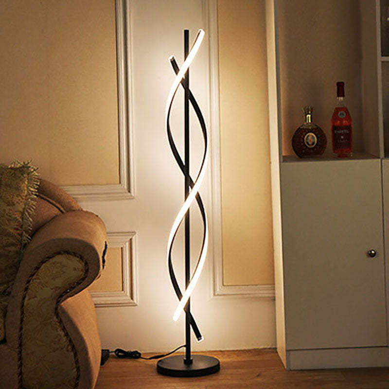 Minimalist Spiral LED Floor Lamp — Black / 3 Colors Changeable (Warm/Neutral/White) / 220V-240V For UK/AU