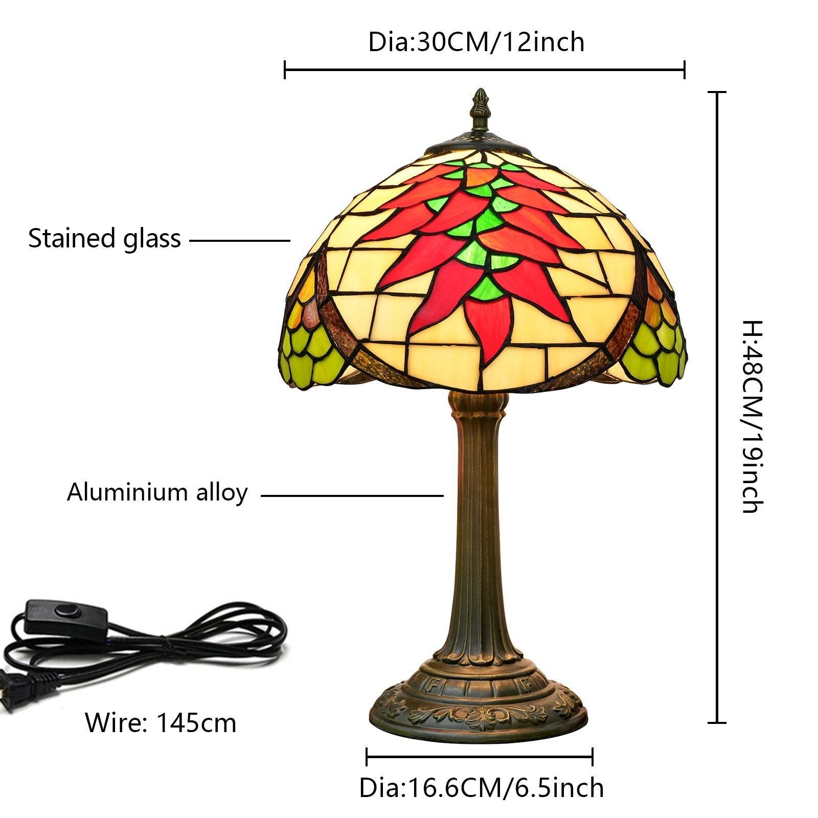 Tiffany Stained Glass Capsicum Round Table Lamp