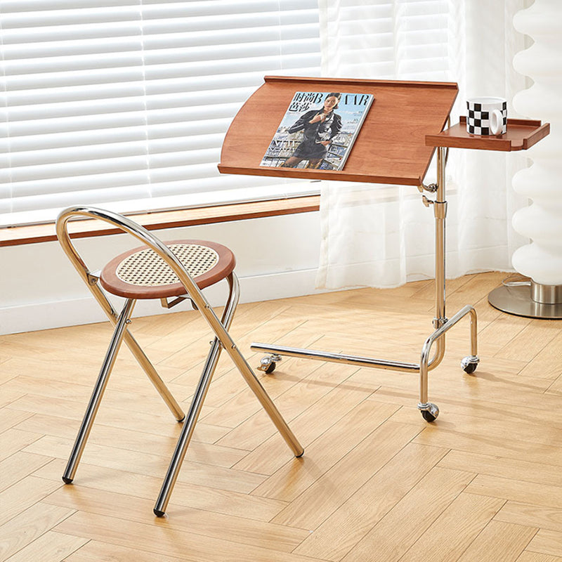 French Imitation Rattan Wood Foldable Round Dining Chair