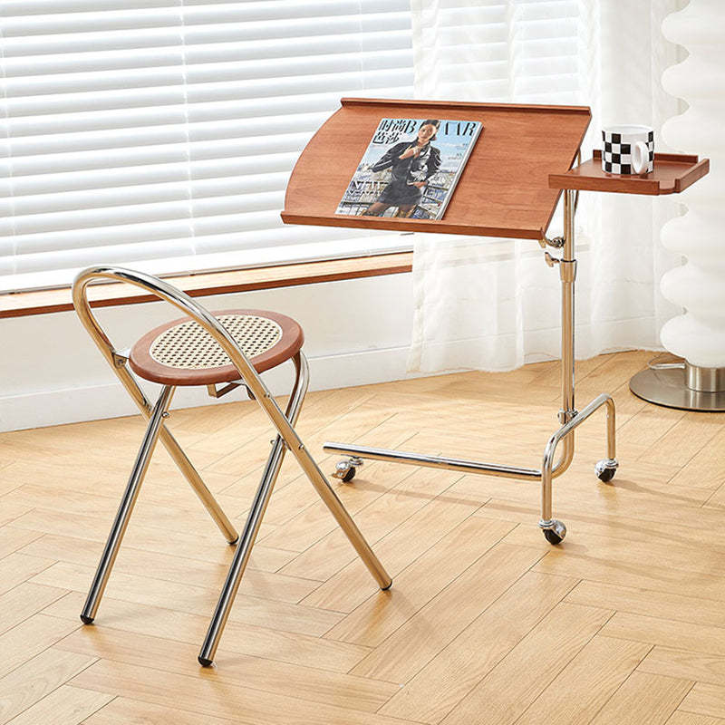 French Imitation Rattan Wood Foldable Round Dining Chair
